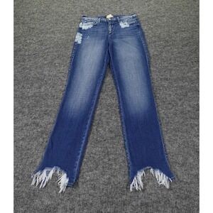 L'Agence‎ Harmon High Rise Slim Montana Destruct Jeans Womens 27 Blue Frayed Hem